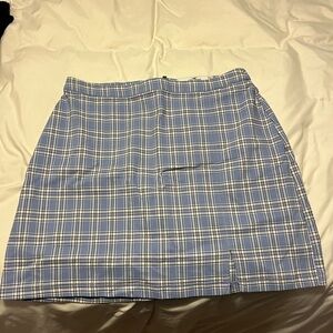 Hollister Blue and White Plaid Mini Skirt